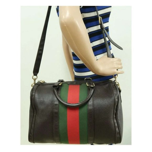 100% Authentic Gucci Boston Brown Leather Satchel Bag - Picture 12 of 12